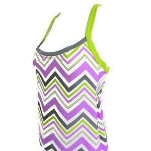 Becca Racerback Tank Top Spandex Chevron Bra Racer Back Purple Green Size Small